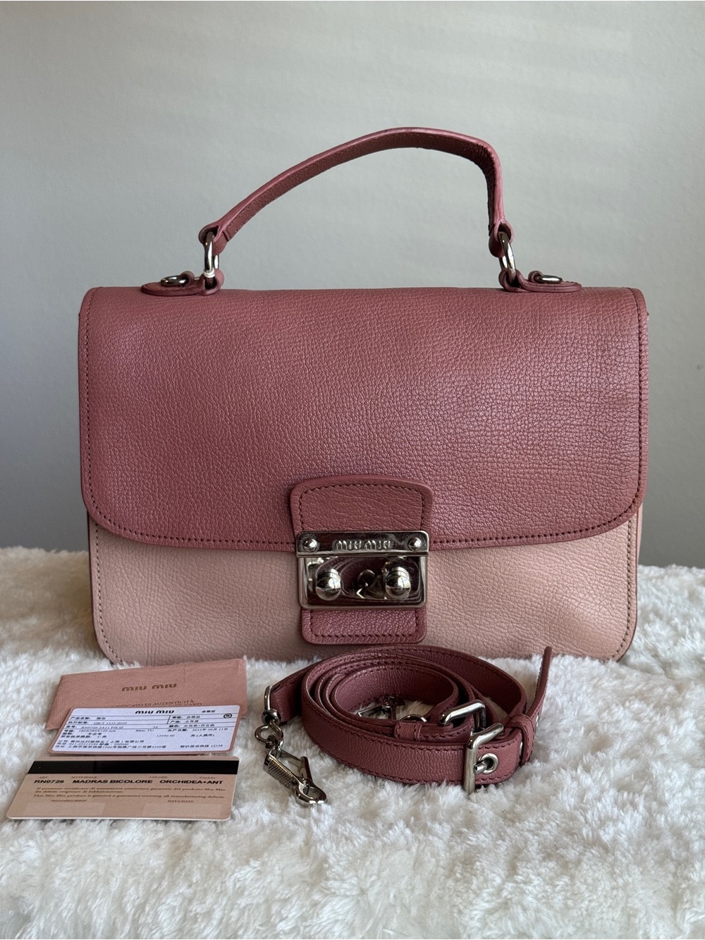 Miu Miu Two-Tone Pink Leather Top-Handle Bag